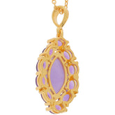 Marquise purple amethyst pendant in gold setting, showcasing elegance and luxury in jewelry design.